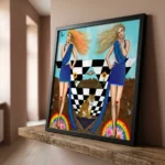 Gemini Art print by Cheryl Olver on shelf in hallway