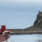 Holy Island from crab catchers art print close up
