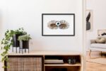 Two Hedgehogs with clover with black frame