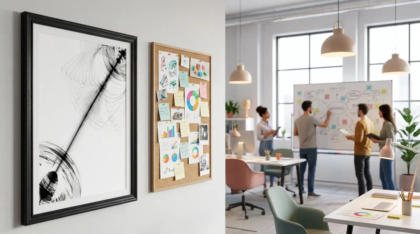 Fusion 1 art print next to idea board