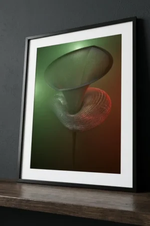 Trumpet in the Fog printable art in black frame