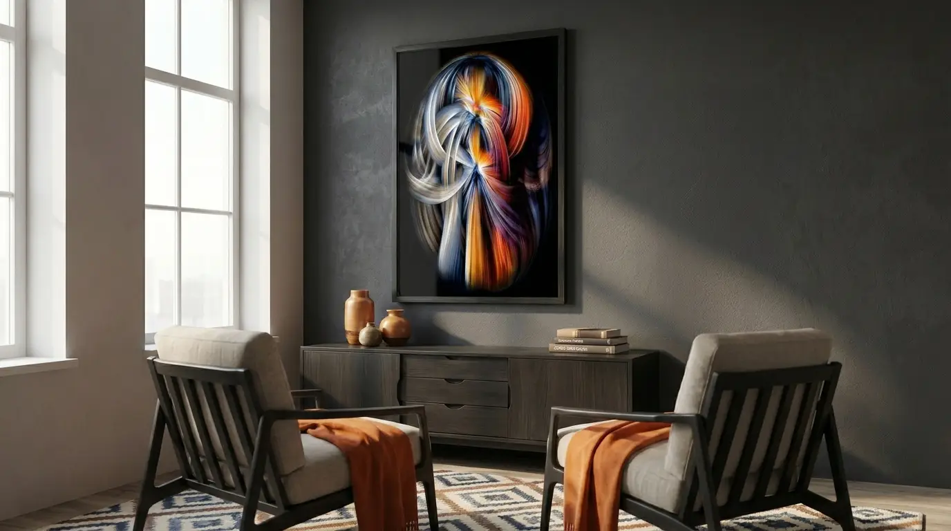 Tortured Soul art print on living room wall