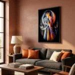 Tortured Soul art print on orange wall