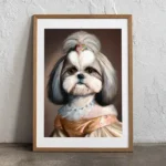 Shih Tzu print by Seeress in small wooden frame