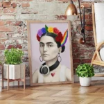 Frida Kahlo gay icon print by Seeress on brick wall