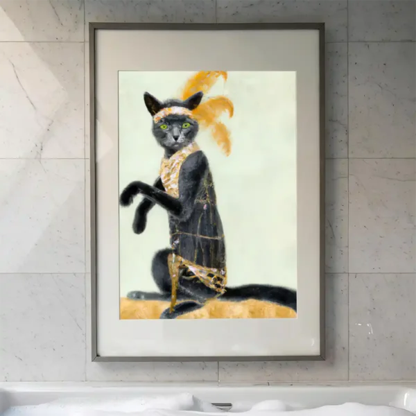 Flapper Cat Print in Bathroom