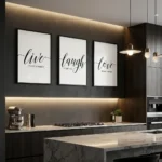 Live Laugh Love art print set of 3 in kitchen
