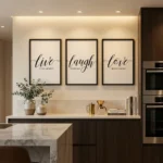 Live Laugh Love art prints in kitchen