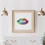 Pride Lips by Seeress in gold frame
