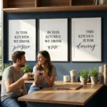 Couple in kitchen with printable wall art by Download Artwork