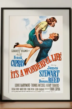 Its a Wonderful Life Printable Art Print in A3 Frame on Cabinet