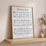Amazing Grace Printable Art on wooden shelf