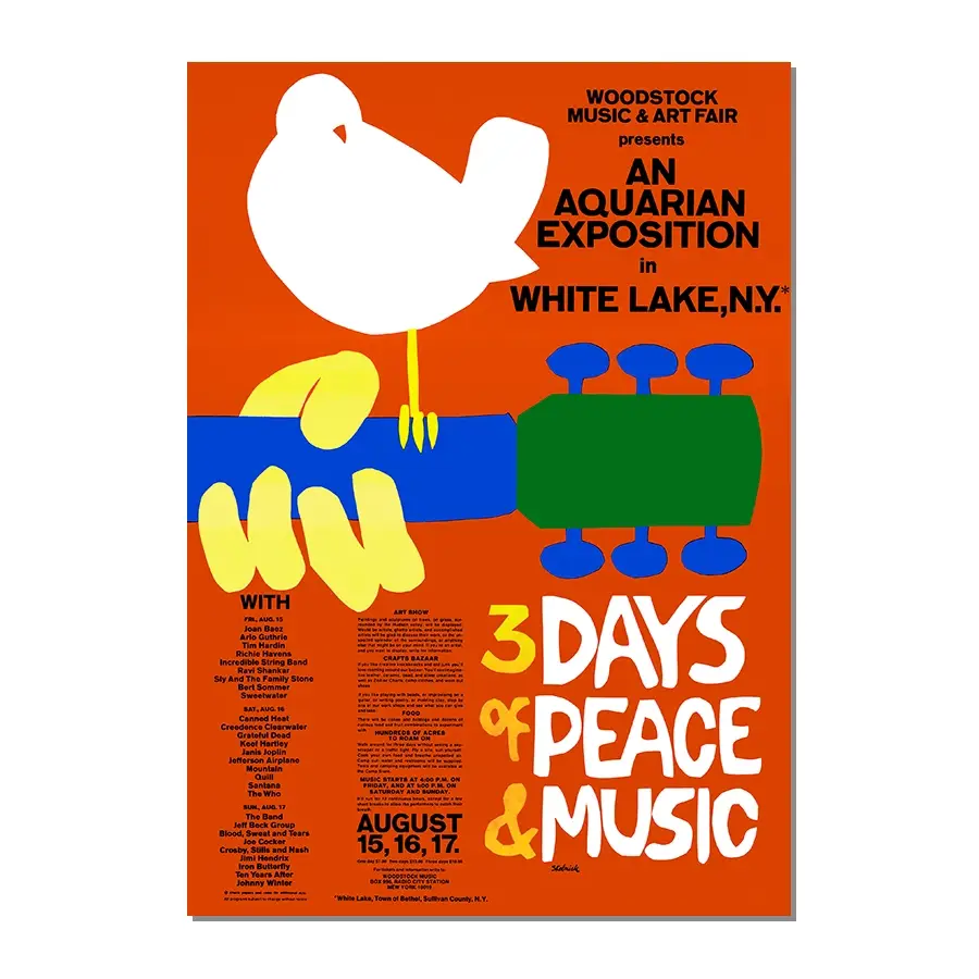 Vibrant Woodstock Festival 1969 Retro Poster | Download Artwork
