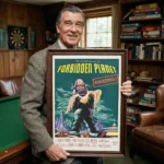 Man holding Forbidden Planet Movie Poster