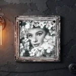 Audrey floral print by Seeress in square frame