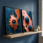 Flow Abstracts by Duncan Young on blue wall