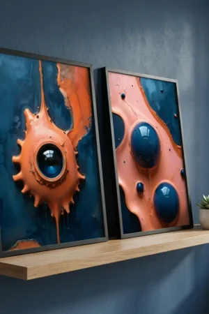 Flow Abstracts by Duncan Young on blue wall