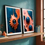 Flow Abstracts by Duncan Young on light blue wall