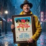 Gene Kelly holding Singin in the Rain Poster
