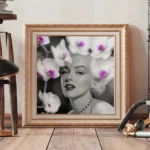 Marilyn Monroe Floral Print in Square antique gold frame