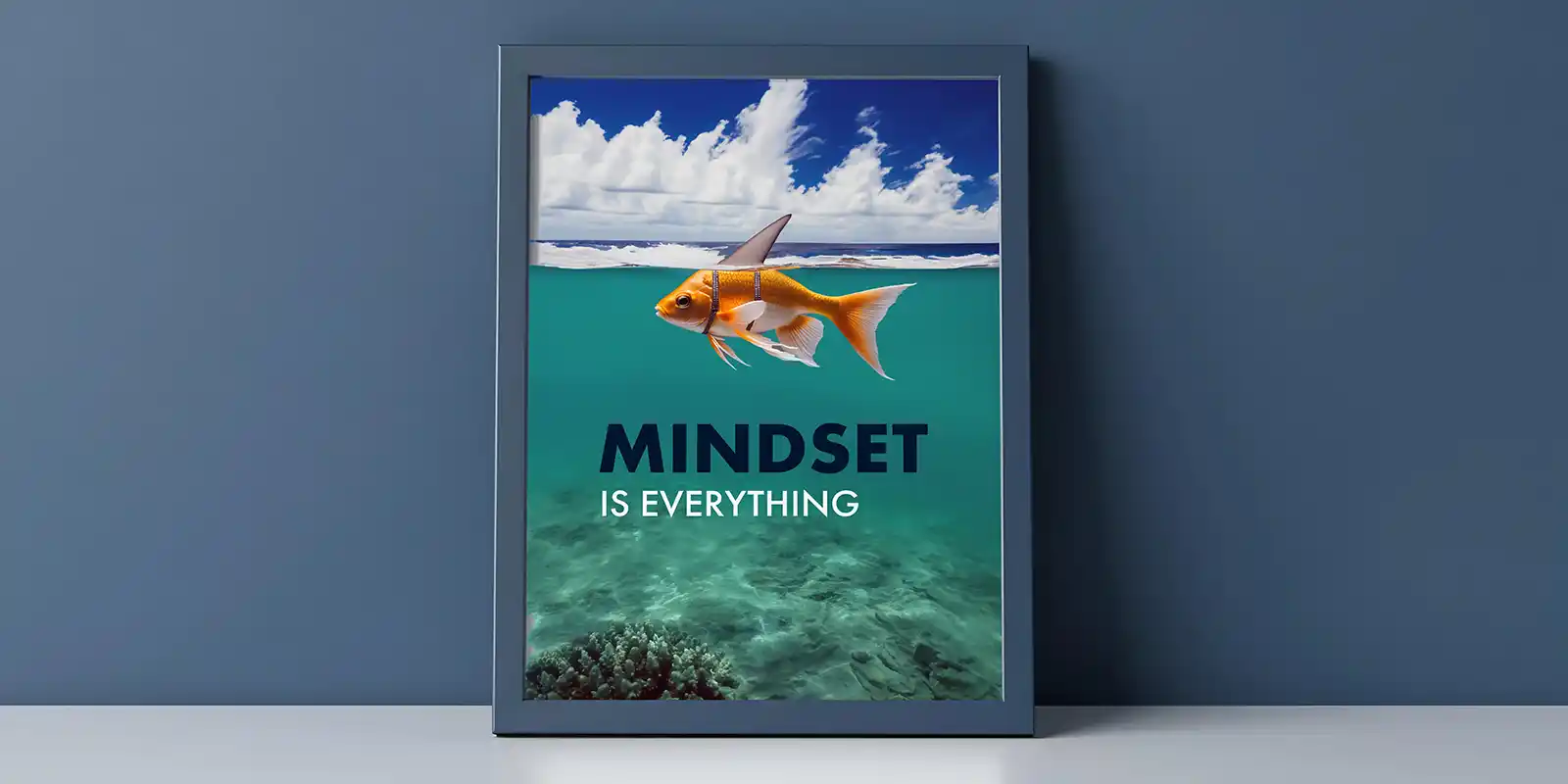 Mindset is Everything Wall Art Print in Blue Frame