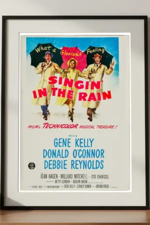 Singin in the Rain Print in A3 Frame on Cabinet