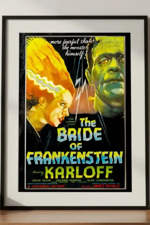The Bride of Frankenstein print in A3 Frame on Cabinet