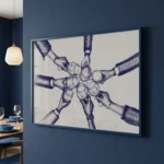 Cheers art print in blue dining room