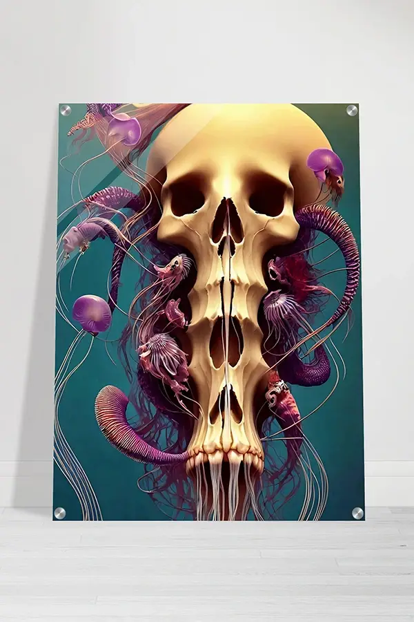 White-Skulled Crustacean Art - Necrocephalic Enigma Collection