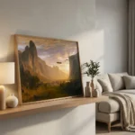 Vintage Altered art with UFOs print and framed in A3 frame