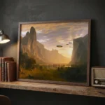 Vintage UFO altered art by Seeress in wooden frame