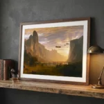 Vintage UFO altered art on grey wall