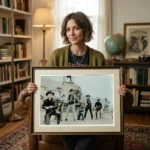 Woman holding The Magnificent Seven Colourised Print