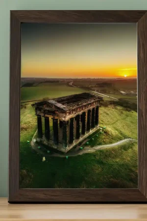 Penshaw Monument Digital Art Print by Michael Paul Bennet in Frame