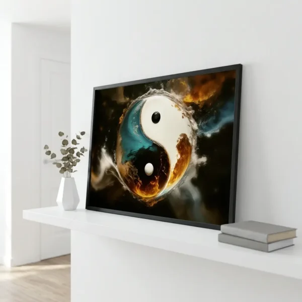 Yin Yang print in hallway