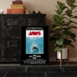 Jaws digitally remastered poster in black frame