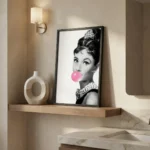 Audrey Hepburn print in bathroom