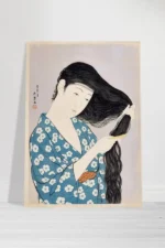 Hashiguchi Goyo Woman Combing Her Hair premium matte print