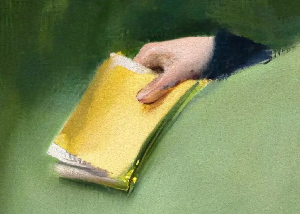 Decadent Young Woman close up of Yellow Book