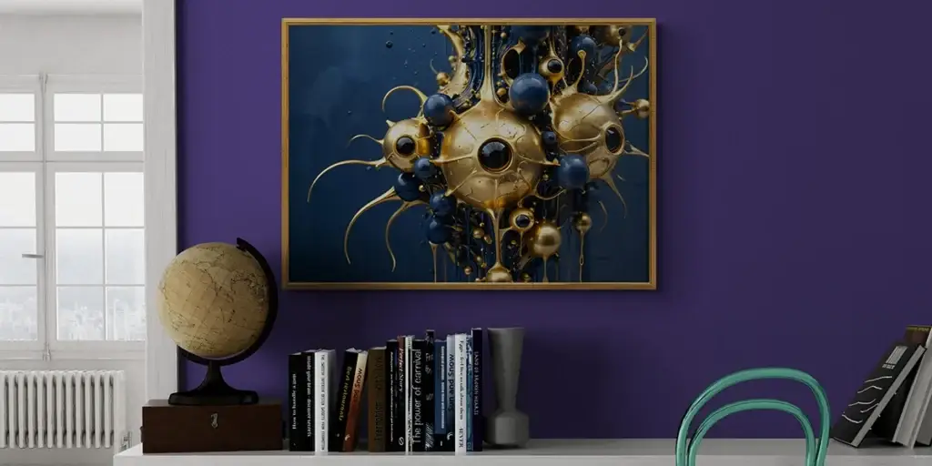 Irresistible abstraction - BLUE 8 on purple wall