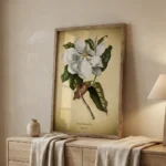 Magnolia print in Bedroom