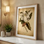 Magnolia print in bathroom