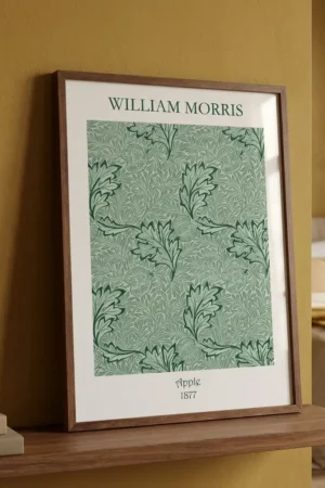 William Morris Apple print in yellow bedroom