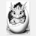 Dragon hatching colouring in sheet