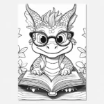 Dragon reading colouring in sheet