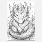 Dragon sleeping colouring in sheet