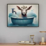 Goat in bath framed