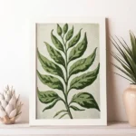 Green on white botanical 2 framed