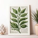 Green on white botanical 3 framed
