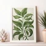 Green on white botanical 4 framed